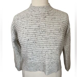 Mock neck ribbed knit long sleeve cropped sweater